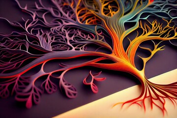 abstract background neuron -  paper quilling - generative AI