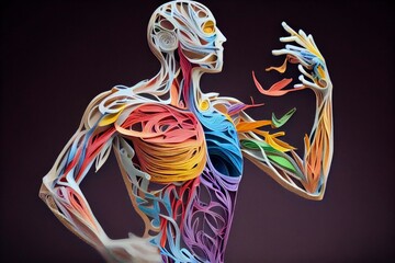 anatomy of the human body - paper quilling - generative AI