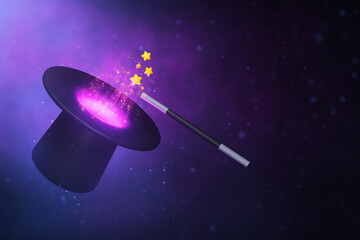 Naklejka premium Magic wand trick on 3d illustration
