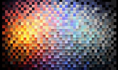  a colorful background with squares of different colors and shapes in the middle of the image, with a black background and a white border at the top of the image.  generative ai