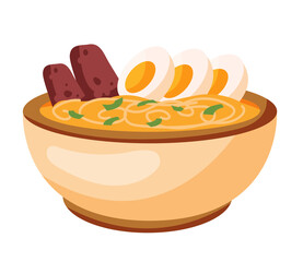 Spicy korean noodles ramyeon illustration