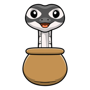 Cute axanthic ball python cartoon inside the sack