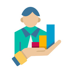 Business icon with performance icon. Icon performance is depicted with people doing their best for the company