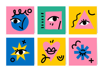 Set of minimalistic posters or cards with abstract shapes. 