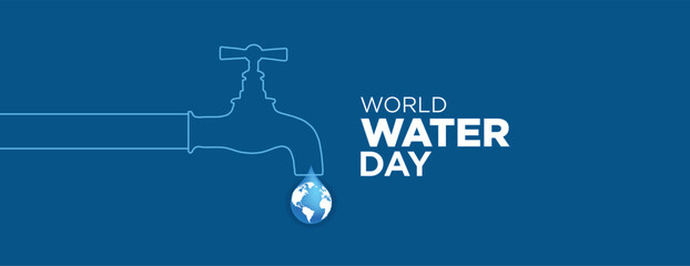 Fototapeta Accelerating Change - World Water Day and World Toilet Day 2023 vector concept banner. Every Drop Matters. Saving water and world environmental protection concept- Environment day obraz