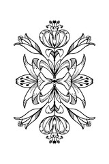 Decorative floral element. Crest monogram  vector motif. Vintage black ink style design for Placards, Invitations, Banners, Badges and Logotypes. Transparent picture.
