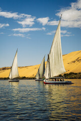 Fototapeta na wymiar Sailboat on the Nile river in Aswan, Egypt.
