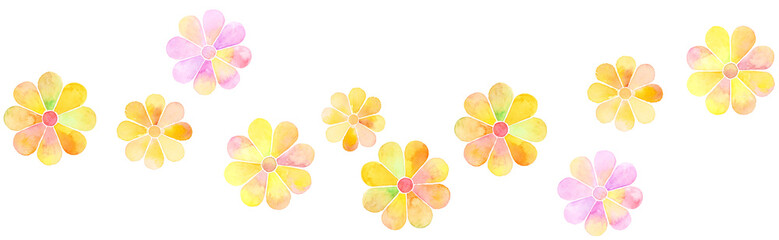 水彩で描いた菊の模様