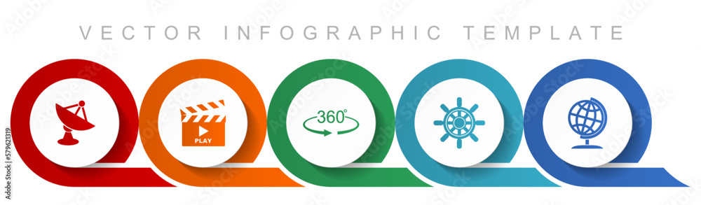 Poster communication icon set, miscellaneous icons such as satellite antenna, cinema, 360 degree, ship whee