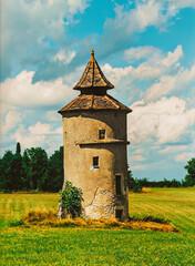 Dovecote in French Countryside with red tiles