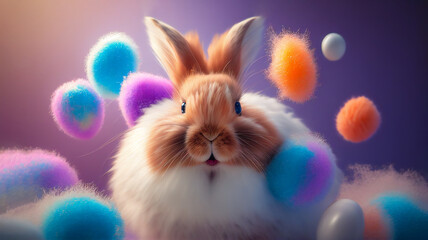 easter bunny and easter eggs, easter concept, generative ai
