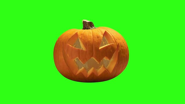 Halloween pumpkin with flashing eyes 3d rendered loop animation. 3D Illustration.