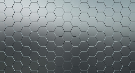 金属質の鈍い反射をする六角形の集合の背景　科学・医療・デジタル・テクノロジー　グリッドのバッググラウンド