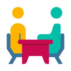 Business icon logo with consultation icon. The consultation icon is depicted with two people face to face to consult on business matters