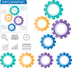 Vector Gear Template Modern Style Infographic Stock Vector