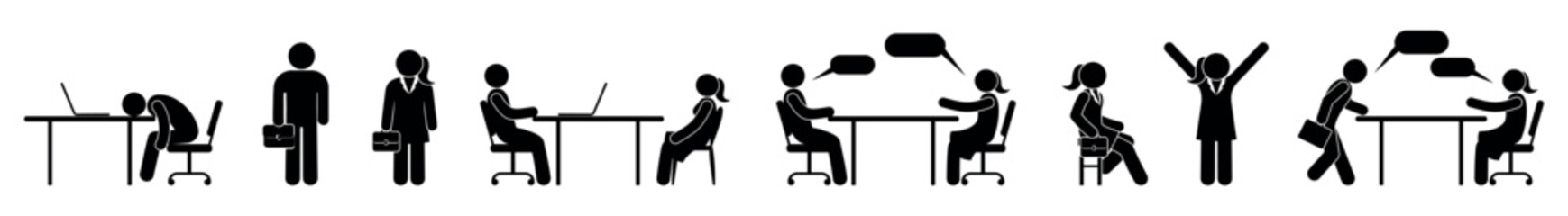 man in office icon, stick figure people