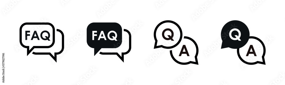 Poster Set of faq icon collection for help, ask, discussion, speech, to get information about frequently asked questions symbol for an app or web design interface vector