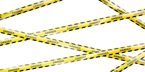 Realistic Warning danger tape. Crossing Warning ribbon of caution signs for construction area or crime scene in yellow. Police line and do not cross ribbon. Ribbons for accident, under construction