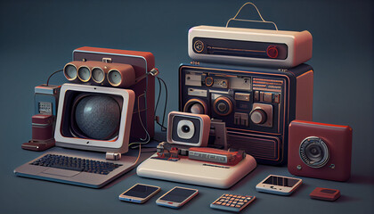 Fototapeta premium a retro hyperrealistic electronic 