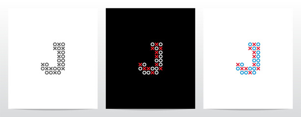 Tic Tac Toe Cross Circle Letter Logo Design J
