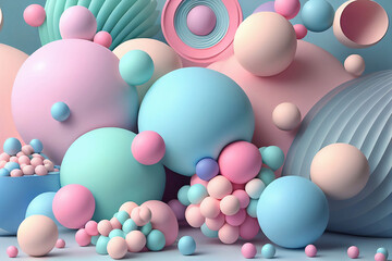 The pastel color of different shapes of background. Generative AI.
