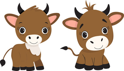 bull in flat style isolated vector