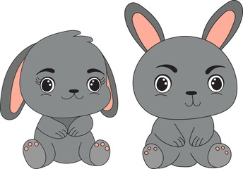 bunnies in flat style isolated vector