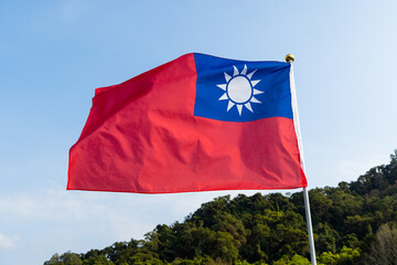 Taiwan national flag wave at outdoor
