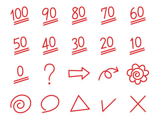 点数と採点のアイコンセット_赤
