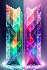 Iridescent geometric background, Abstract background with triangles, Colorful background, Abstract geometric background, Symmetry vivid colors, Generative AI