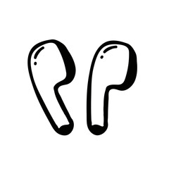 white wireless headphones for smartphone doodle black white