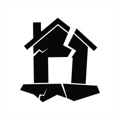 Earthquake damage house icon dsign. Earthquake disaster vector icon. isolated on white background