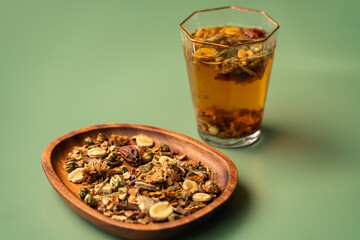 glass of flower tea