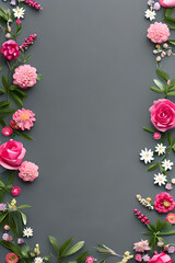 Colorful simple floral decoration, tiny flower illustration, background template, creative arrangement of nature and flowers. Good for banner, wedding card invitation draft, design element, and other.