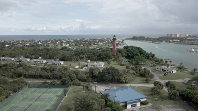 Aerial view of the Jupiter Inlet Lighthouse & Museum.