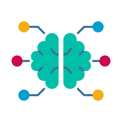 Business icon logo with intelligence icon. The intelligence icon is depicted with brain intelligence in thinking
