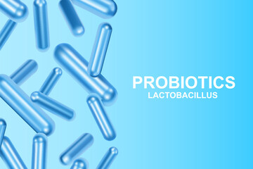 Medicine background. Probiotic background. Probiotics bacteria on blue background. EPS10 vector