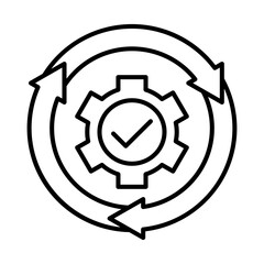 Business icon logo with process icon. The process icon is depicted with interrelated rotations with the aim of getting results