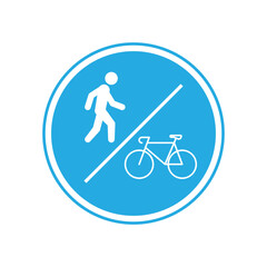 Pedestrian and bicyclist traffic sign icon design, isolated on white background