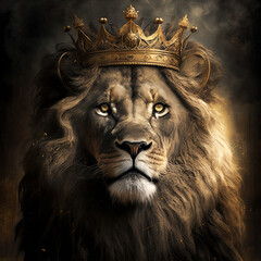 LION WITH CROWN, King / Queen, modern Art, stunning Animal Design, Cute Royal Animal