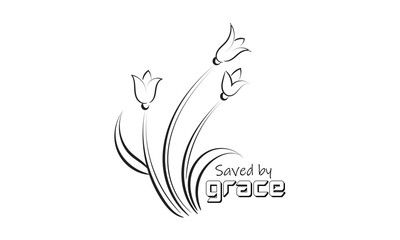 Obraz premium Biblical Phrase with Floral Design. Christian typography for print or use as poster, card, flyer or T shirt 