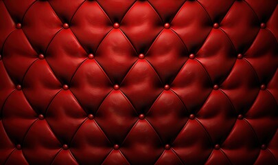  a close up of a red leather upholstered wall with rivets and a diamond pattern on the top of it, with a black background.  generative ai