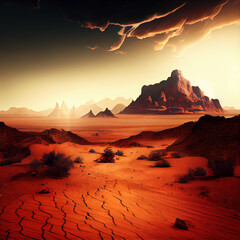 dry landscape of desert. Generative Ai