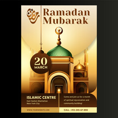 Ramadan mubarak flyer design template and background