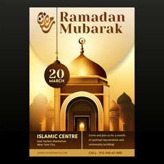 Ramadan mubarak flyer design template and background