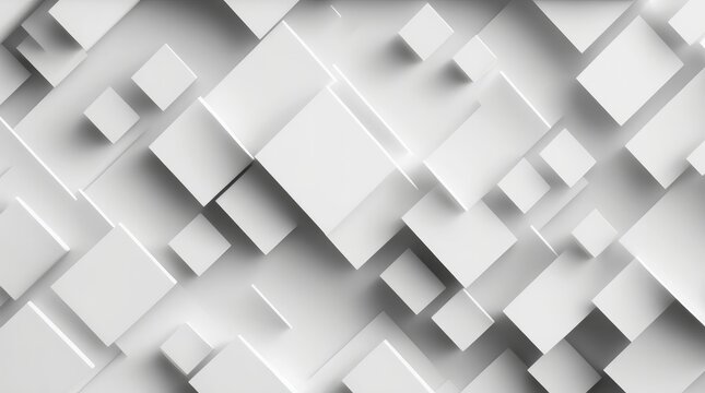 Transform Your Space with the Versatile White Square Diagonal Cube Boxes Block Background Wallpaper Banner Template, Generative AI. © ParinApril