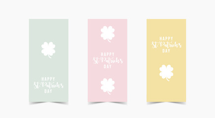 St.Patrick's Day card, set of greeting cards in minimalistic style. Template card design.