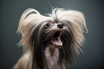 Funny Chinese Crested Dog. Photo generative AI