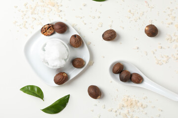 Concept of skin care cosmetics, Shea butter, top view