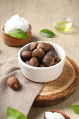Concept of skin care cosmetics, Shea butter, close up